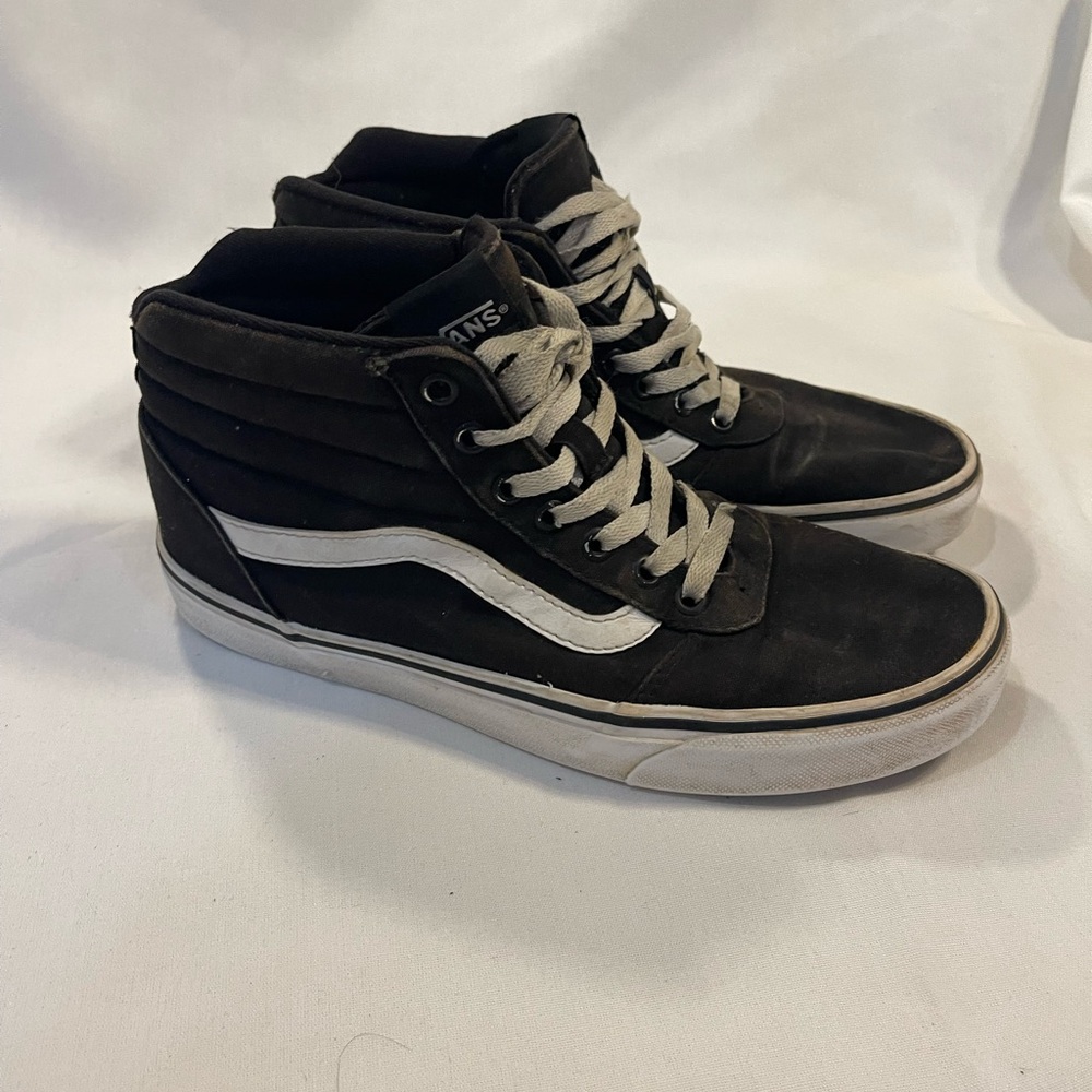 Vans Black and White High-Top Sneakers with Classic Stripe